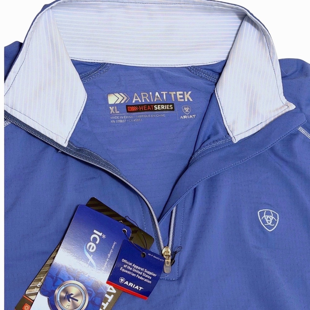 Ariat Womens Tri Factor 1/4 Zip Baselayer Blue Saga Heat Series Icefil XL NWT